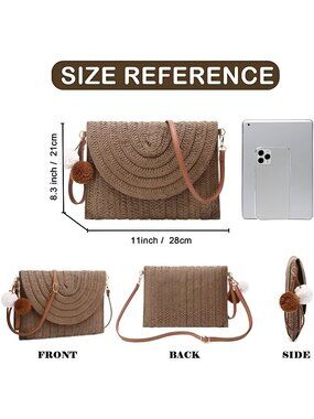 Straw Clutch Purses for Women Beach Purse Envelope Woven Crossbody Bags